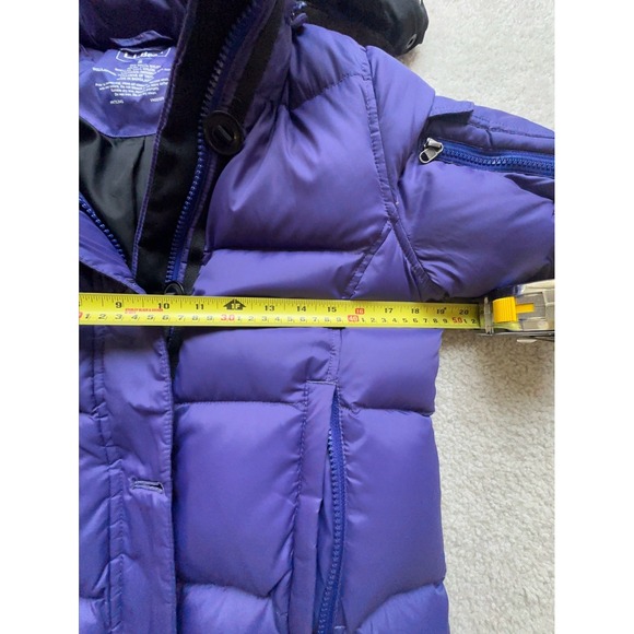 LL Bean Jacket Womens Small Goose Down Parka Puffer Faux Fur Hooded Purple - Picture 8 of 8